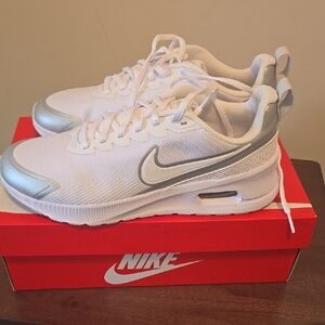 Nike Air Max White and Silver Sneakers